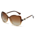 Elegant oversized four-leaf clover sunglasses with gradient brown lenses for women - Dark Tea Gradient Frame Tea Lens (C0.2)