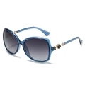 Elegant butterfly oversized sunglasses with blue transparent frames and gradient grey lenses - Blue Frame Gradient Gray Lens (C0.3)