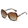 Elegant women's oversized polarized sunglasses with tortoiseshell frame and floral detail - Tortoise Frame Gradient Tea Lens (C0.4)