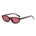 Vintage-Sonnenbrille für Damen mit ovalem weinrotem Rahmen und hellrosa Gläsern - Weinroter Rahmen/Rote Linse