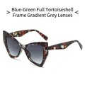 Occhiali da sole cat-eye retrò con montatura tartarugata blu-verde e lenti sfumate - Montatura Tartarugata Blu Verde Lenti Grigie Sfumate