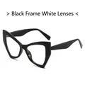Retro black cat eye sunglasses frame with clear lenses in a minimalist edgy style - Regular / Standard Black Frame Clear Lenses