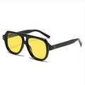 Lunettes aviateur noires classiques avec verres jaunes et détails de rivets dorés - Standard / Monture Noir Brillant Lentille Jaune