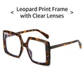 Occhiali da sole quadrati oversize leopardati con lenti trasparenti neutre - Montatura Tartarugata Lente Chiara