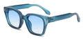 Retro square sunglasses with matte deep blue translucent frame and gradient blue lenses - Blue Frame Gradient Blue Lens