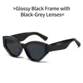 Gafas de sol retro de ojo de gato con montura negra brillante y cristales gris oscuro - Montura Negro Brillante Lente Gris