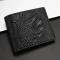 Cartera de hombre negra clásica con textura de cuero grabado de cocodrilo en 3D - Negro