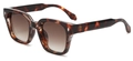 Retro tortoise shell square sunglasses with brown gradient lenses and metal accents - Leopard Frame / Tea Lens