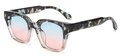 Retro square sunglasses with marble textured frames and blue-to-pink gradient lenses - Floral Frame Blue Pink Lens