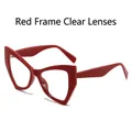 Retro cat-eye sunglasses featuring vibrant red frames with clear transparent lenses - Regular / Standard (Incl. 13% VAT) Red Frame with Clear Lenses
