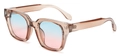 Retro square sunglasses with light brown transparent frame and blue-pink gradient lenses - Champagne Frame Blue Pink Lens