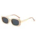 Chic square sunglasses with a jelly light tea frame and dark grey lenses for women - Jelly Light Tea Frame Grey Lens