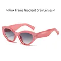 Gafas de sol ojo de gato con montura rosa translúcida y lentes grises degradadas retro - Montura Rosa Lentes Grises Degradadas