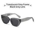 Cat eye sunglasses with translucent grey frames, dark grey lenses and metal accents - Transparent Grey Frame Grey Lens