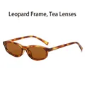Retro oval sunglasses with leopard print tortoiseshell frames and brown lenses - Leopard Frame / Tea Lens