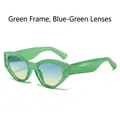 Retro cat-eye sunglasses with translucent green frame and gradient blue-yellow lenses - Regular / Standard (Incl. 13% Tax) Green Frame & Blue-Green Lenses