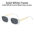 Chic square sunglasses with a white frame, gold metal temples, and dark grey lenses - Solid White Frame Black Grey Lens