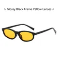 Retro sunglasses with bright black frames and transparent yellow lenses for women - Bright Black Frame Yellow Lens