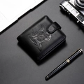 Cartera negra para hombre con relieve de toro y cierre de presión en escritorio - Negro