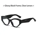Retro cat-eye sunglasses with glossy black frames and clear lenses for a trendy look - Regular / Regular (Includes 13% VAT) Glossy Black Frame with Clear Lenses