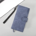 Minimalistische lange Herren-Brieftasche aus strukturiertem Leder mit Handytasche - Blau