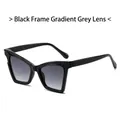 Occhiali da sole quadrati cat-eye con montatura nera e lenti grigie sfumate - Regolare / Montatura Nera Lente Grigia Sfumata
