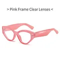 Pink translucent cat eye sunglasses with clear lenses in a trendy retro style - Regular / Standard Pink Frame with Clear Lenses
