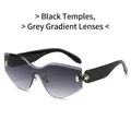 Rimless snake head sunglasses with black temples and grey gradient lenses - Regular / Black Frame Gradient Gray Lens