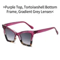 Occhiali da sole cat-eye squadrati con montatura viola e tartaruga e lenti grigie sfumate - Regolare / Montatura Viola Tartaruga Lenti Sfumate Grigie