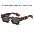 Gafas de sol retro cuadradas de carey con lentes gris oscuro y detalles dorados - Marco de Carey Lentes Gris Negro