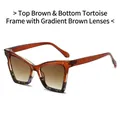 Lunettes de soleil œil de chat monture marron et écaille avec verres dégradés thé - Standard / Standard monture marron et écaille verres dégradés marron