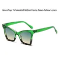 Lunettes œil de chat monture vert émeraude et écaille avec verres dégradés jaune et vert - Standard / Standard monture verte et écaille verres vert jaune