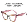 Y2K cat eye sunglasses with purple tea grey gradient frame and clear lenses for women - Regular / Regular - Purple Tea Gray Frame with Clear Lens