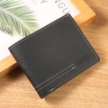 Cartera negra para hombre con patrón de litchi y costuras blancas en contraste - Negro