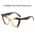 Modern cat-eye fashion glasses with a gradient tea frame and clear lenses - Regular / Regular (Incl. 13% VAT) Gradient Tea Frames with White Lenses