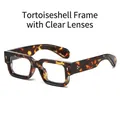 Chic tortoiseshell square frame glasses with clear lenses and metallic accents - Regular / Regular Tortoiseshell Frame Clear Lenses (Incl. 13% VAT)
