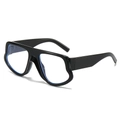 Große schwarze Sonnenbrille mit elektrisch blauem Innenfutter und dicken Bügeln - Schwarzer Rahmen Klare Gläser