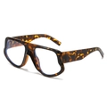 Flache übergroße Sonnenbrille mit Schildpatt-Muster, breitem Rahmen und klaren Gläsern - Schildpatt-Rahmen Klare Linse