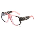 Mode-Sonnenbrille mit rosa Farbverlauf und Bügeln im Kuh-Print-Design - Rosa Leopardenrahmen Klare Gläser