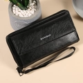 Schwarze Herren Business-Clutch aus Leder mit Litschi-Struktur und Handschlaufe - Schwarz