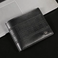 Minimalistisches Herren-Portemonnaie aus schwarzem Leder mit Logo-Metallplakette - Schwarz