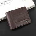 Elegante dunkelbraune Herren-Bifold-Börse mit Lychee-Muster und horizontalen Nähten - Kaffeebraun
