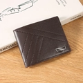 Kurze, dunkelbraune Herrenbrieftasche mit Narbenlederstruktur und Ziernähten - Kaffeebraun