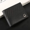 Portefeuille classique noir pour hommes en cuir avec textures tressée et grain de litchi - Noir