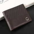 Portefeuille pour homme marron foncé en cuir grainé avec détails de texture tissée - Café