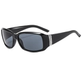 Lunettes de soleil polarisées ovales pour femmes avec monture noire et détails en strass - Monture Noire Verres Gris