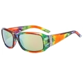 Lunettes de soleil ovales polarisées, monture tie-dye colorée et détails strass - Monture à Motif Vert Verre Doré
