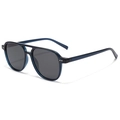Lunettes de soleil aviateur TR90 polarisées avec monture bleue translucide à double pont - Standard / Standard (incl. 13 % TVA) monture bleue verres gris