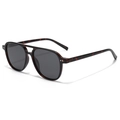Gafas de sol aviador polarizadas TR90 vintage con montura de carey y doble puente retro - Marco de Carey Lente Gris