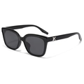 Occhiali da sole polarizzati TR neri oversize con logo X argento e lenti grigio scuro - Montatura Nera Lenti Grigio Nero